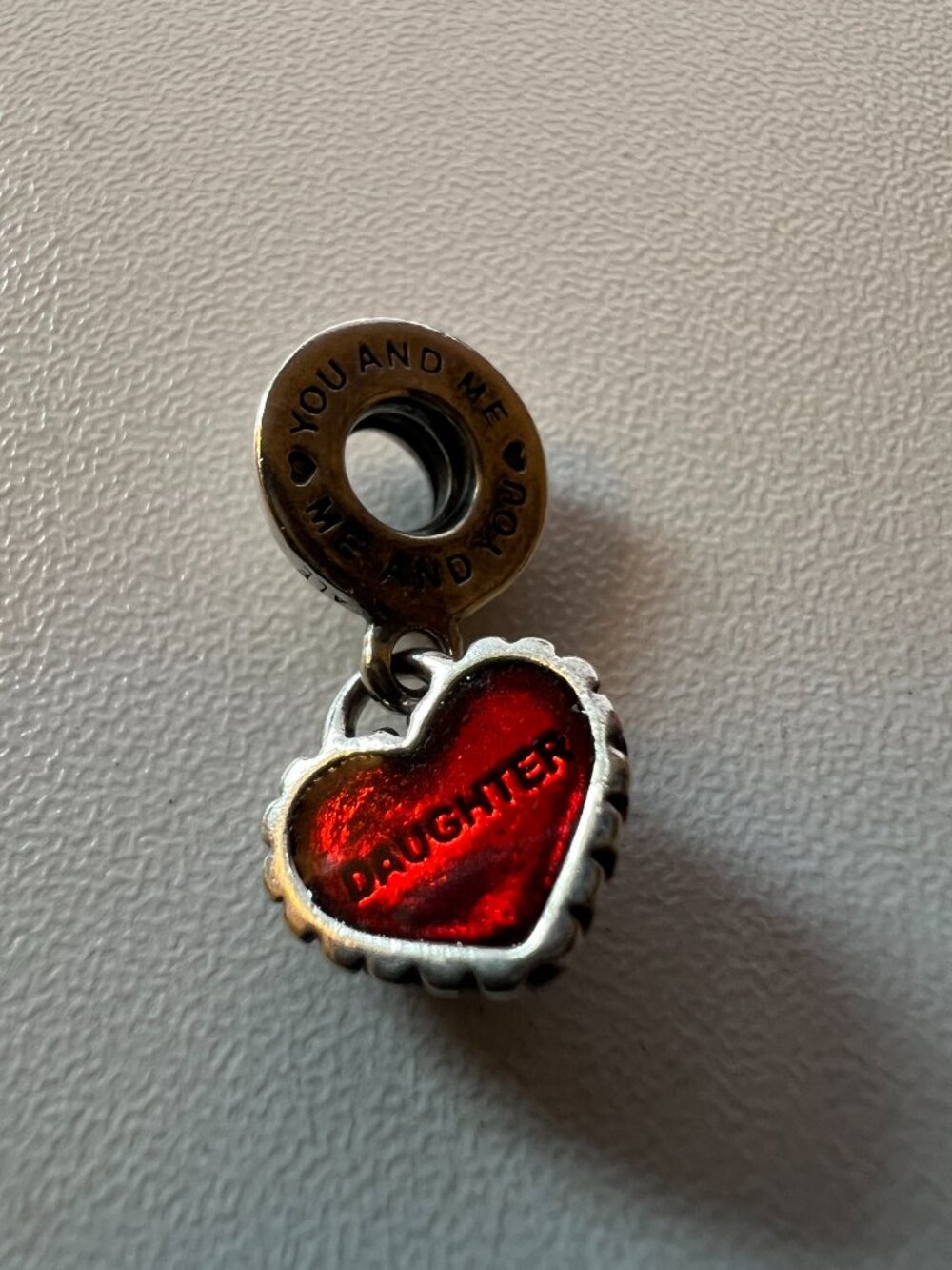 Pandora Daughter Heart Charm – Sterling Silver & Red CZ